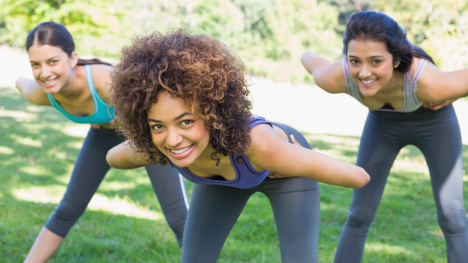 Women stretching